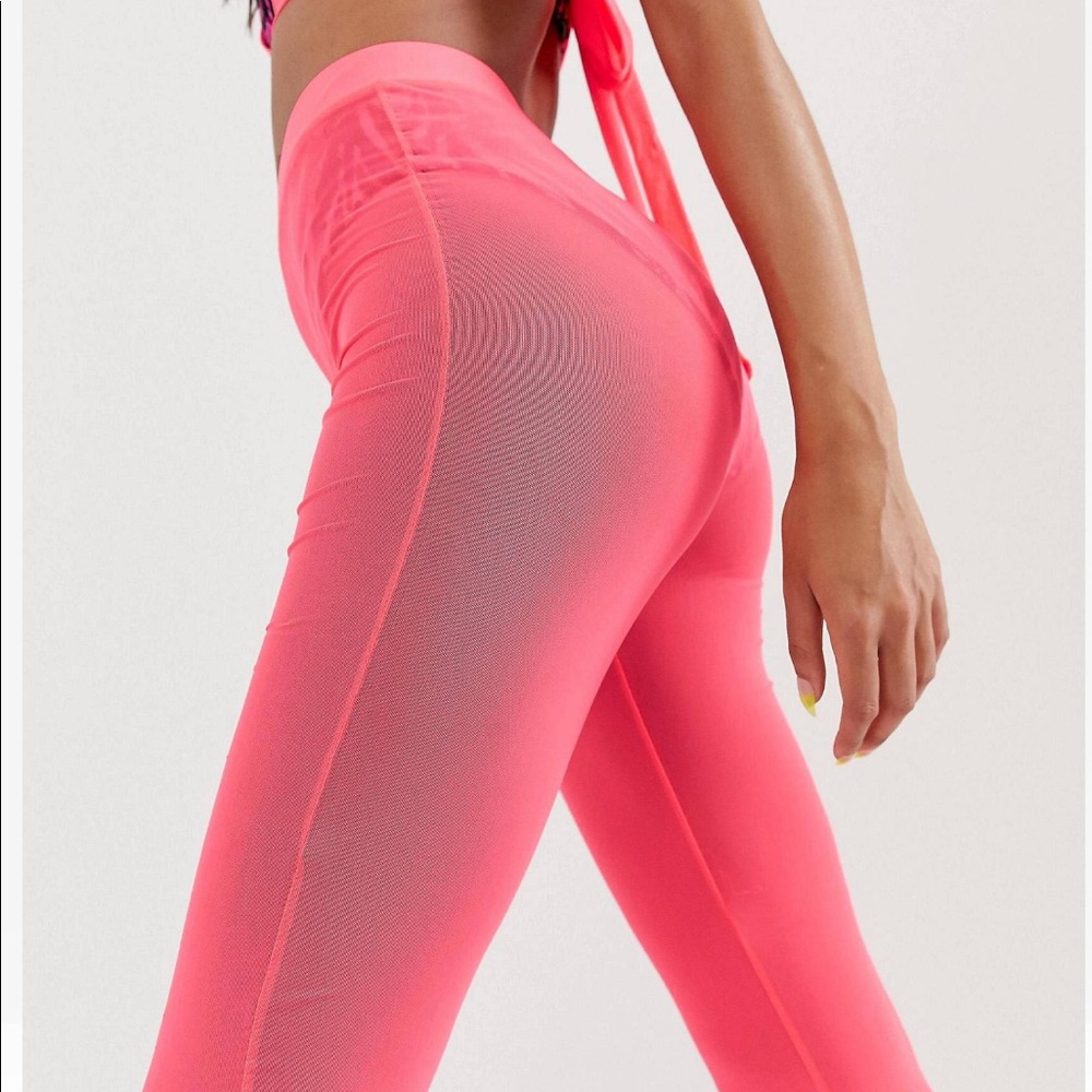 ASOS Design neon coral jersey mesh beach pant